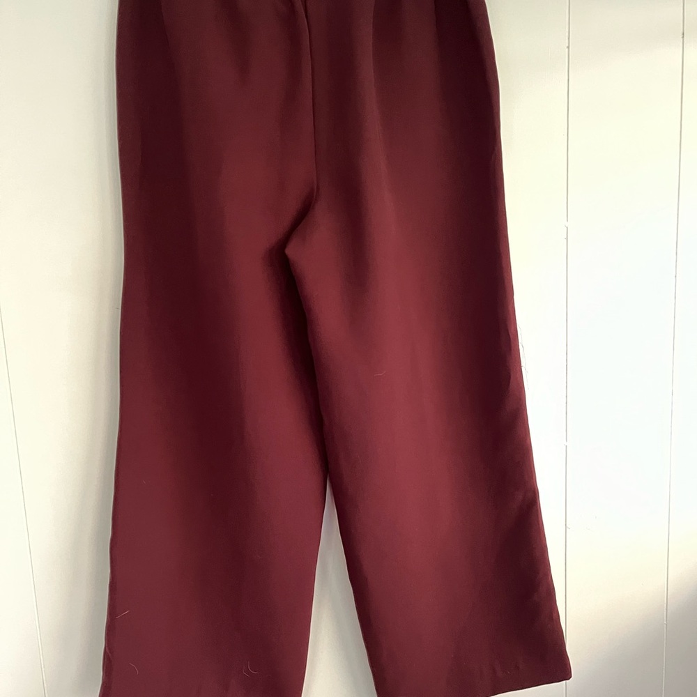 Ann Taylor Factory Burgundy Dress Pants Slacks Belt Wide Leg Size 8 - Picture 8 of 11